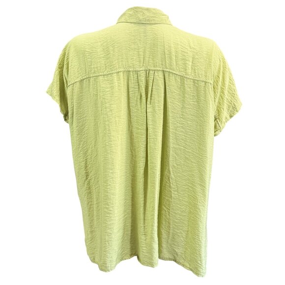 YFB Collared Button-Down Top Womens Size M Green Lightweight Relaxed Fit Blouse - Picture 3 of 5